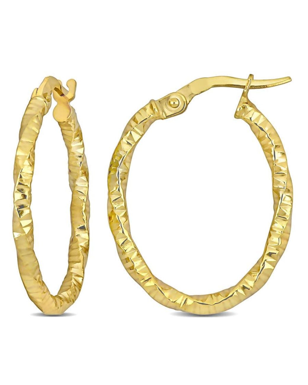 Amour Metallic 24Mm Oval Twisted And Textured Hoop Earrings for men