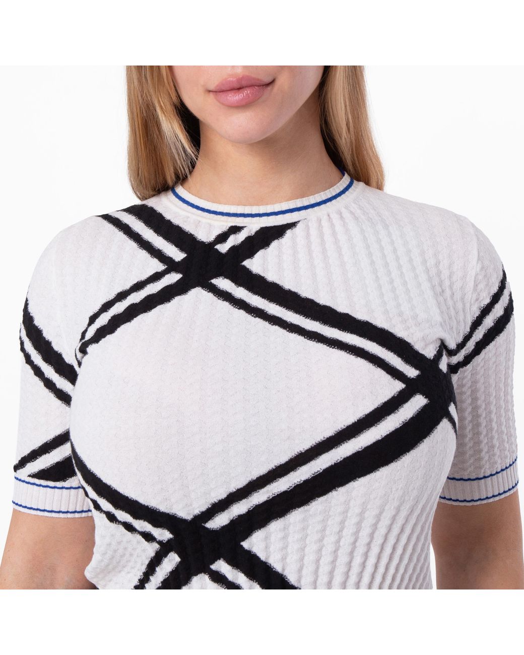Burberry Black Crinkled Check Cotton Top