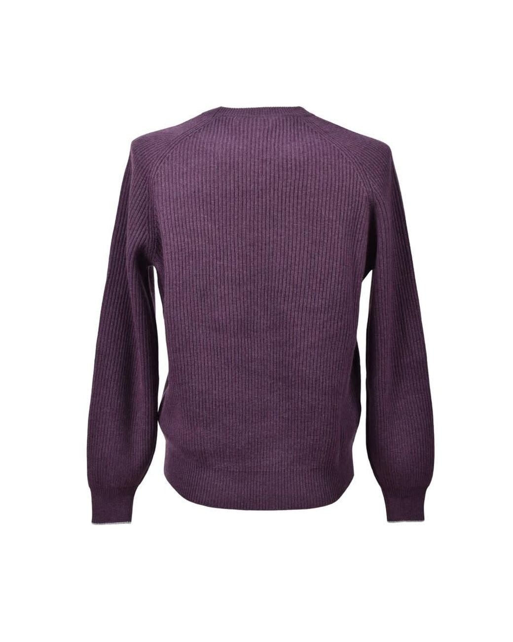 Brunello Cucinelli Purple Plum Cashmere Crew Neck Sweater, Brand Size 50 (Us for men