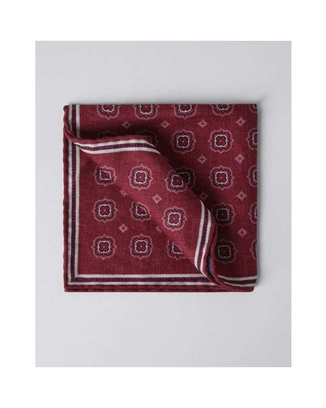 Brunello Cucinelli Red Silk Pocket Square for men