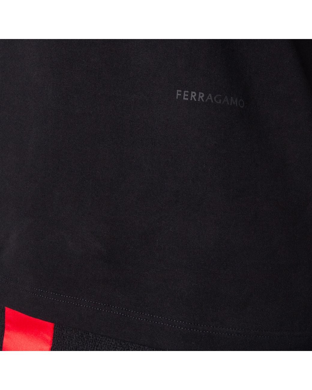 Ferragamo Black Ferragamo Stripe Print Long-Sleeved Cotton T-Shirt