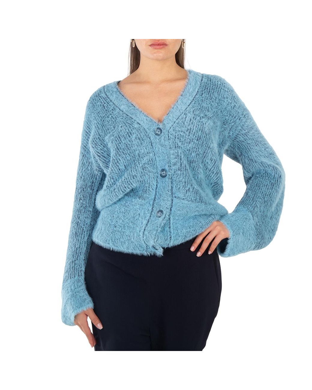 Stella McCartney Blue Ladies Fluffy Knit Cardigan for men