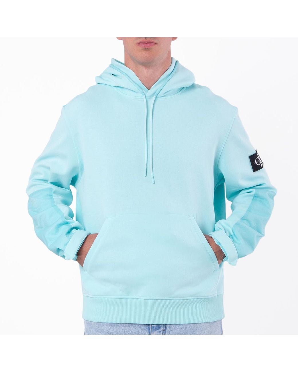 Calvin Klein Blue Logo Patch Hoodie for men