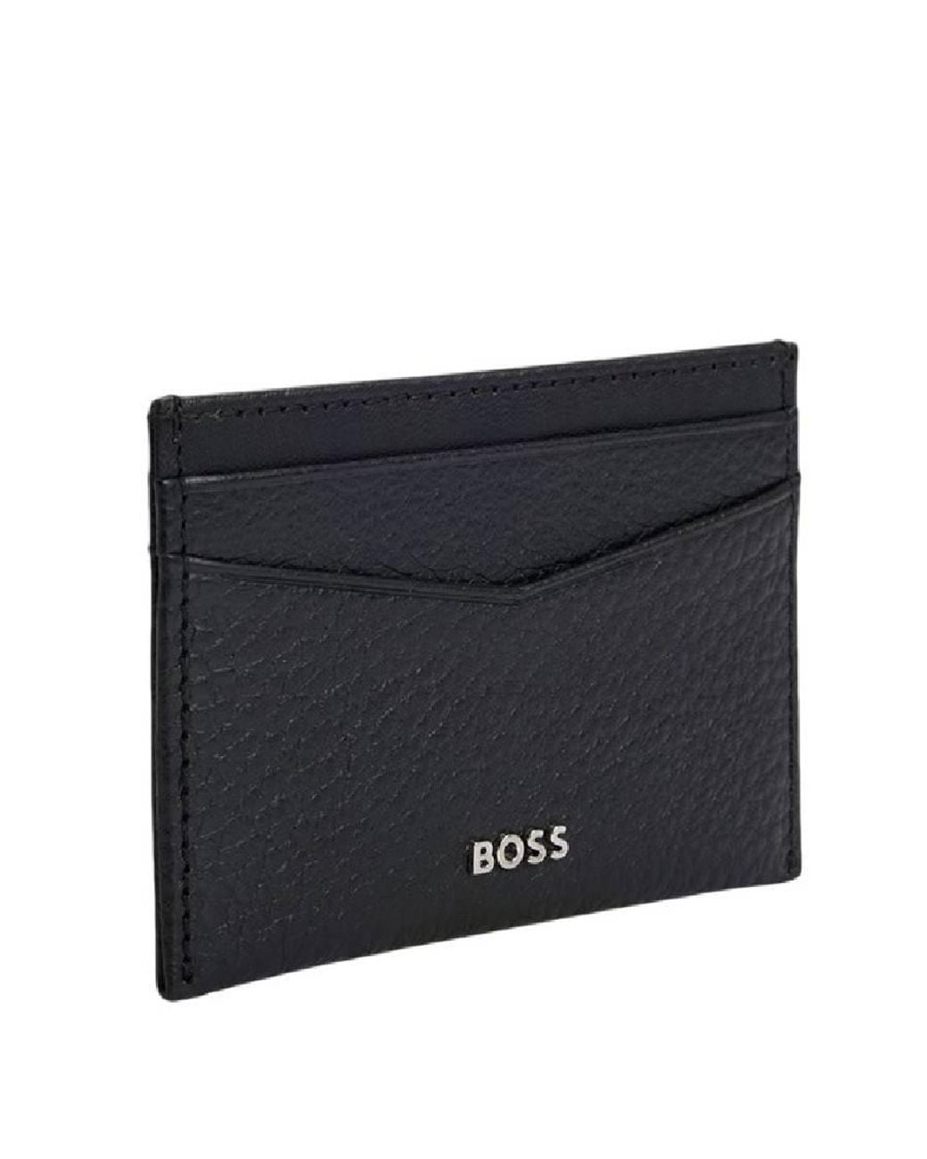 Boss Black Metallic Logo Lettering Card Holder for men