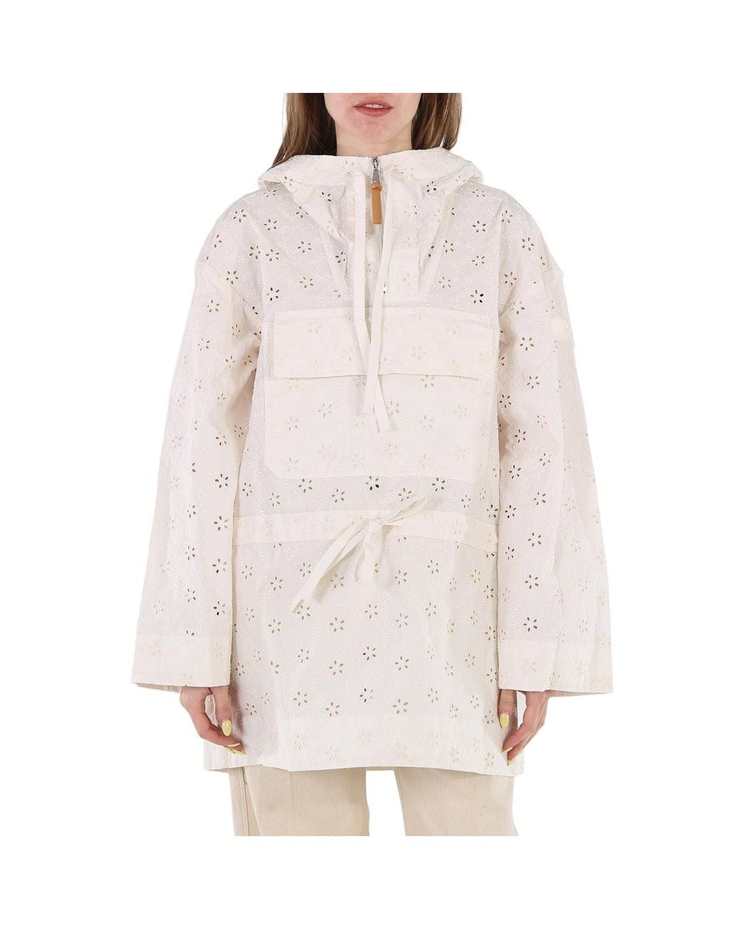 Moncler Multicolor Ladies Natural Asnen Broderie Anglaise Jacket, Brand Size 2 (Medium) for men