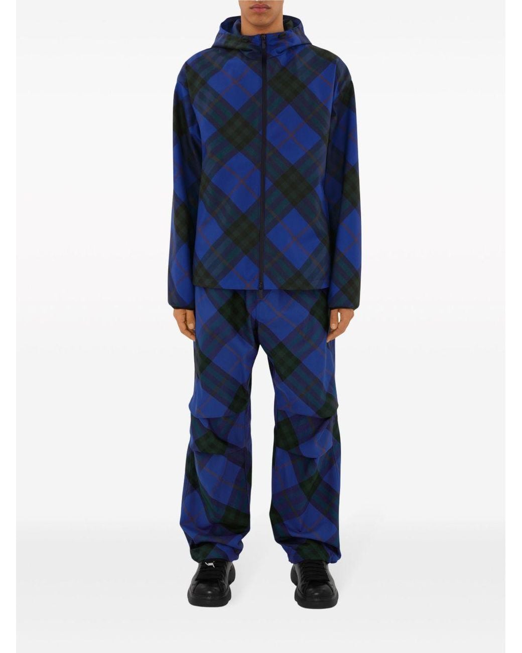 Burberry Blue House Check Hooded Jacket for men