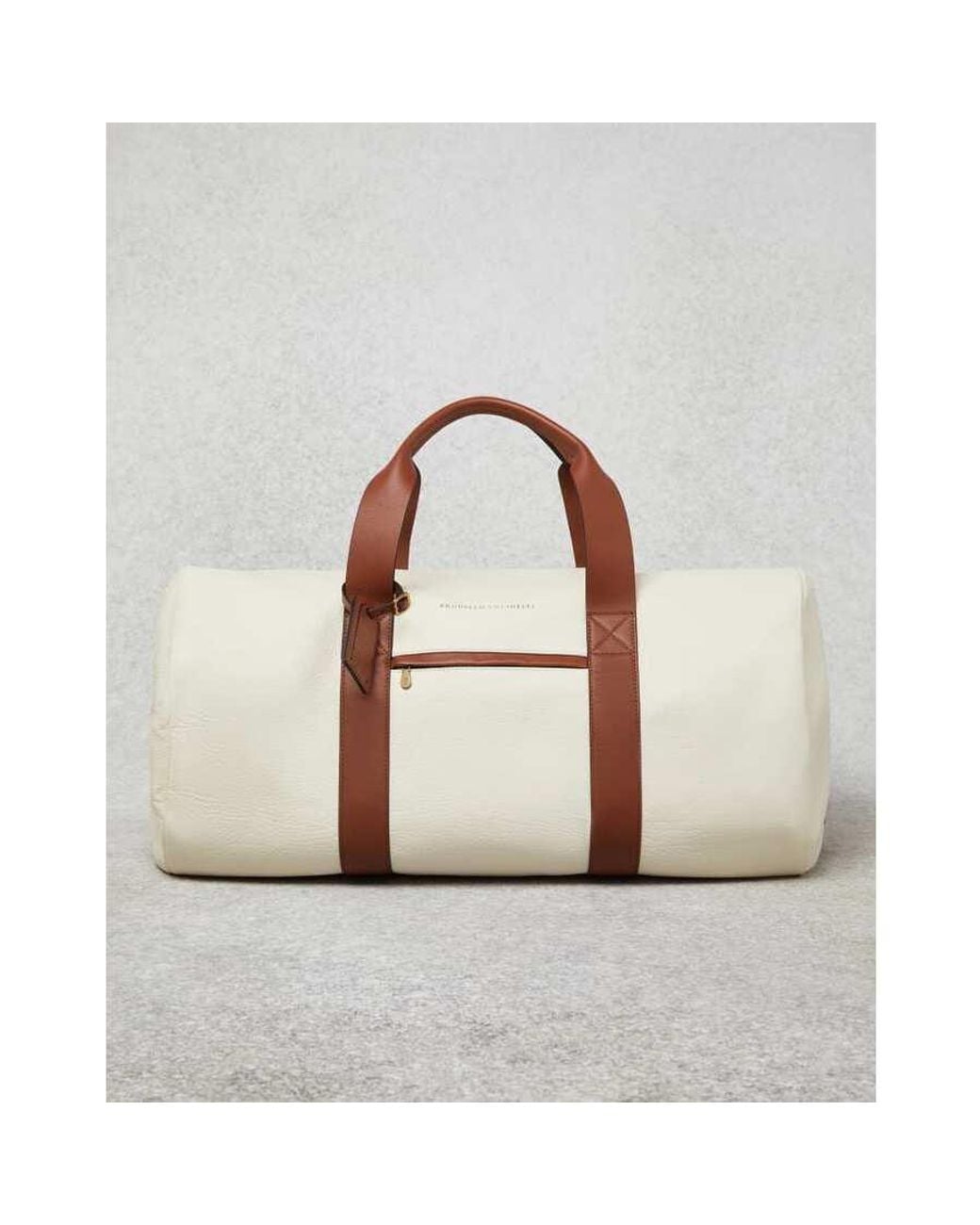 Brunello Cucinelli Brown Leather Duffle Bag for men