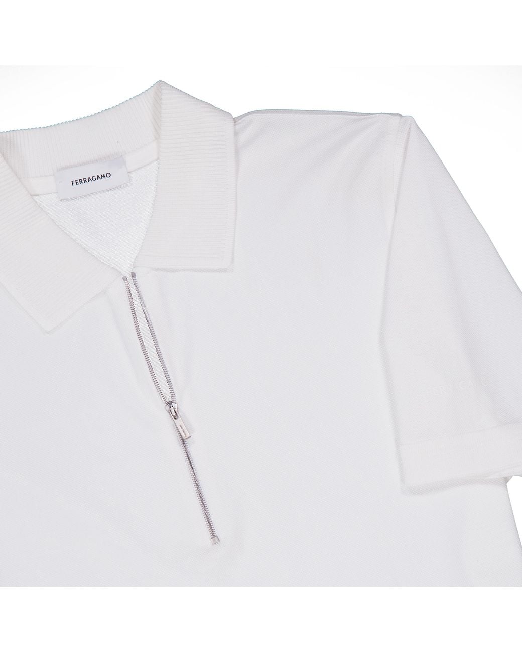 Ferragamo White Ferragamo Logo-Detail Cotton Polo Shirt for men