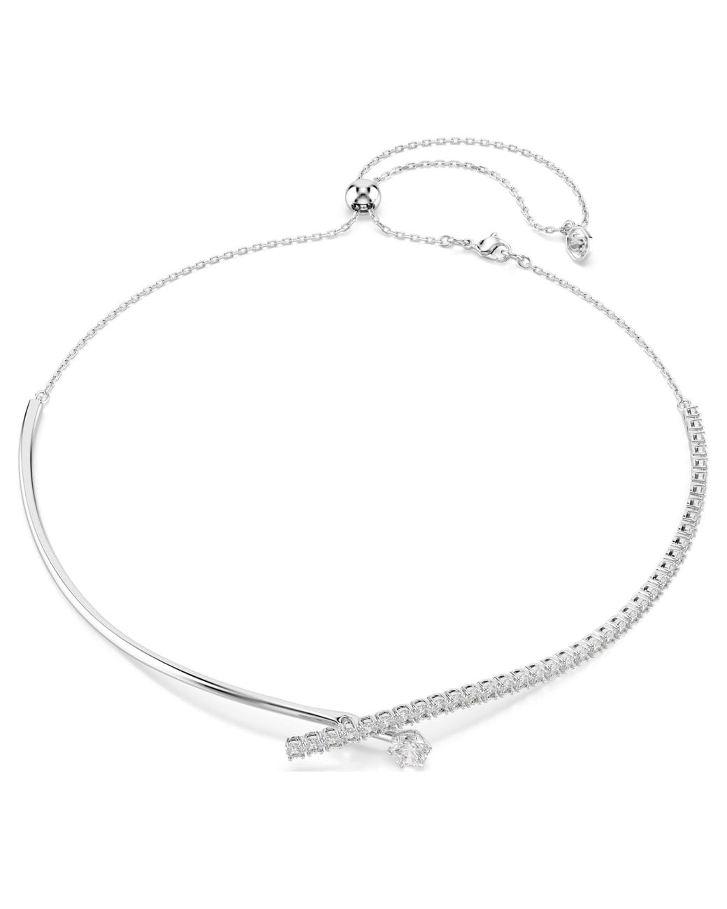 Swarovski Metallic Matrix Round Cut Rhodium Plated Necklace for men