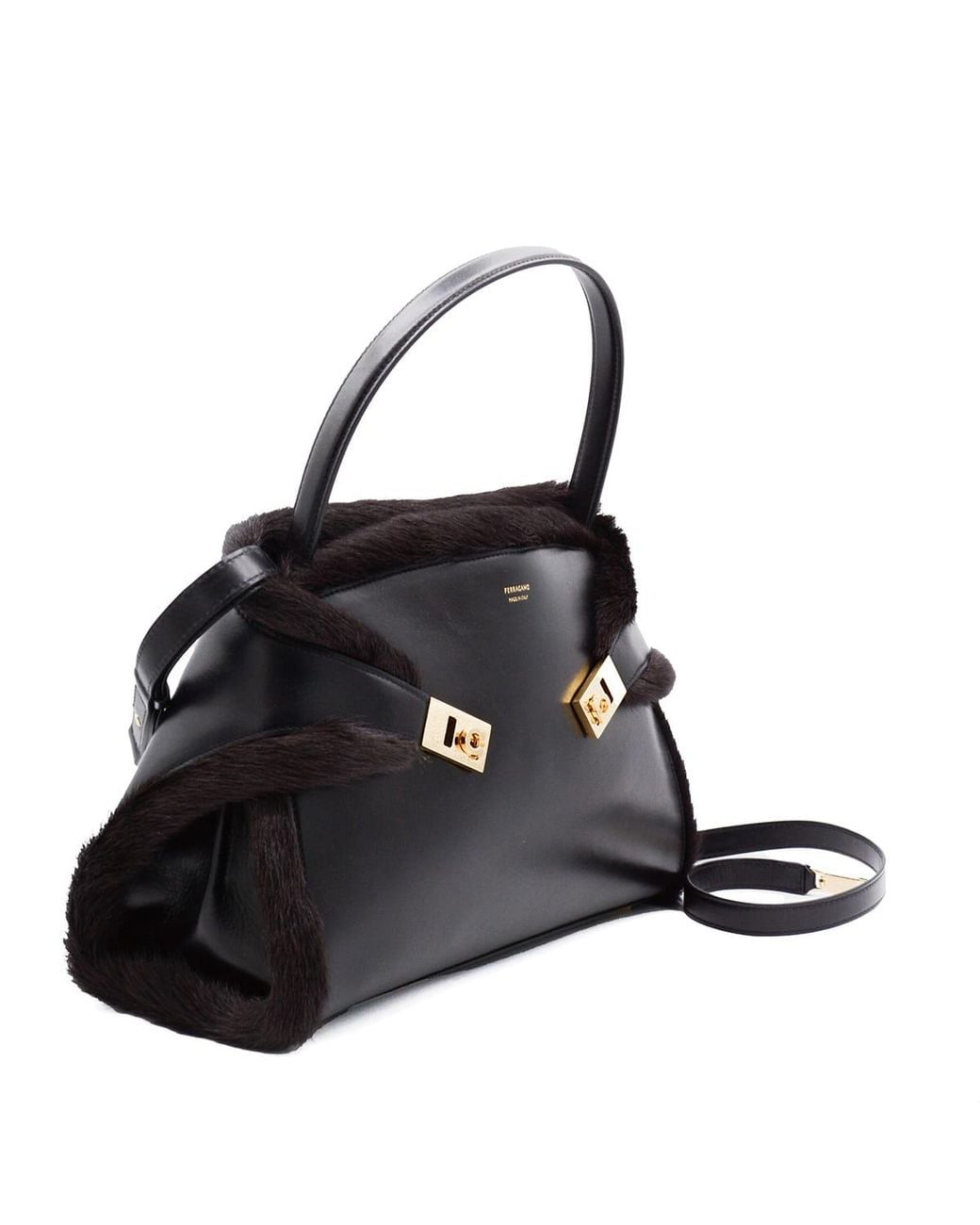 Ferragamo Black Leather Hug S Shoulder Bag