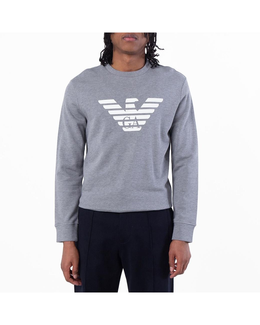 Emporio Armani Blue Modal-Blend Sweatshirt With Logo Print for men