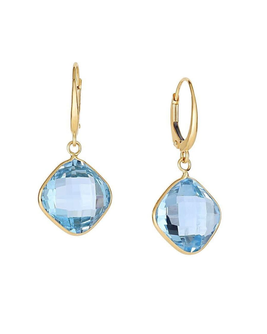 Kylie Harper Blue Ladies 14K Cushion-Cut Topaz Dangling Leverback Earrings for men