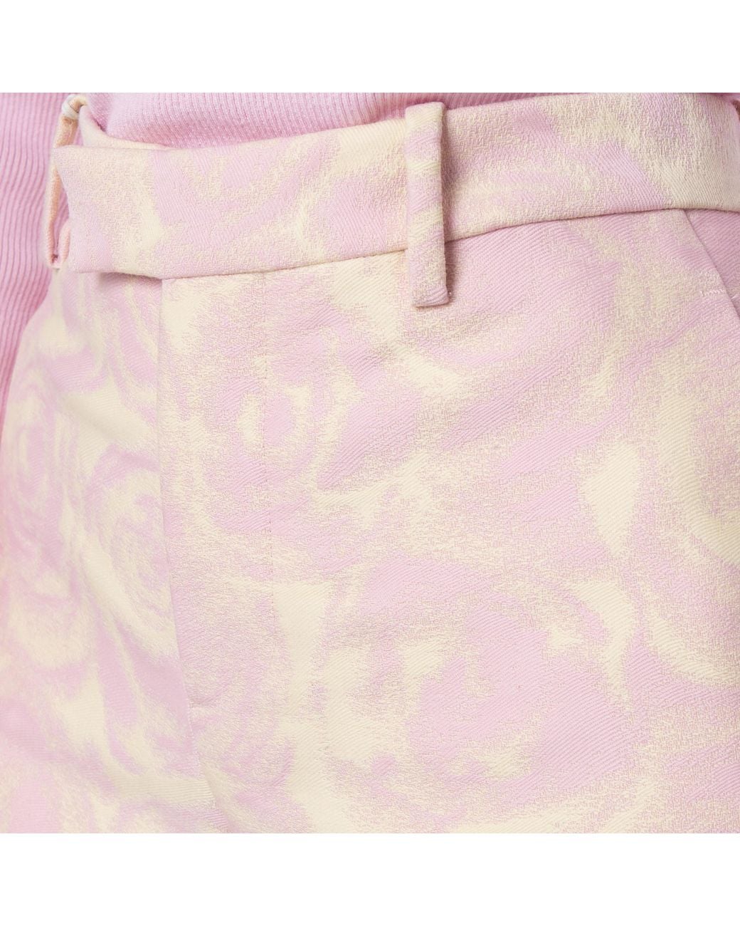 Burberry Pink Rose Print Wool-Blend Trousers, Brand Size 4 Us