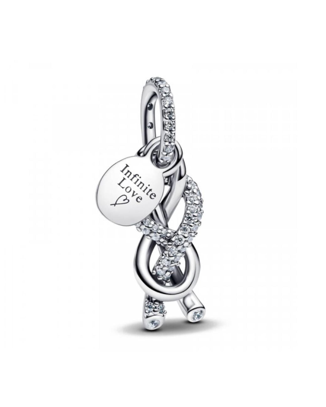 Pandora White Ladies Pave Infinity Knot Dangle Charm for men