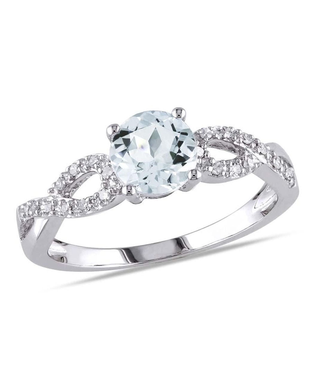 Amour Metallic 1/10 Ct Tw Diamond And Aquamarine Engagement Ring for men