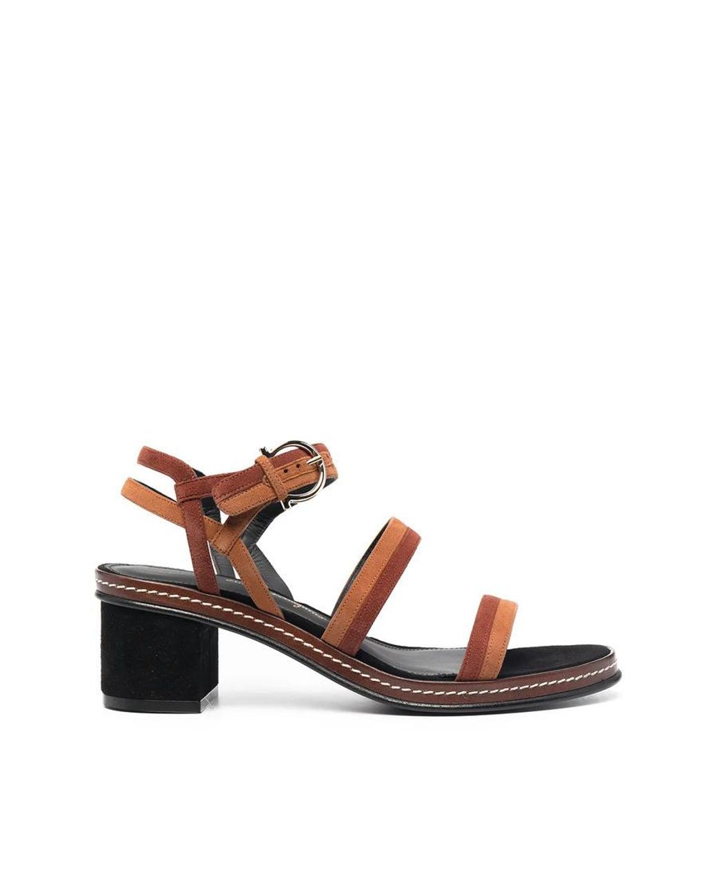 Ferragamo Brown Two-Tone Leather Sandals
