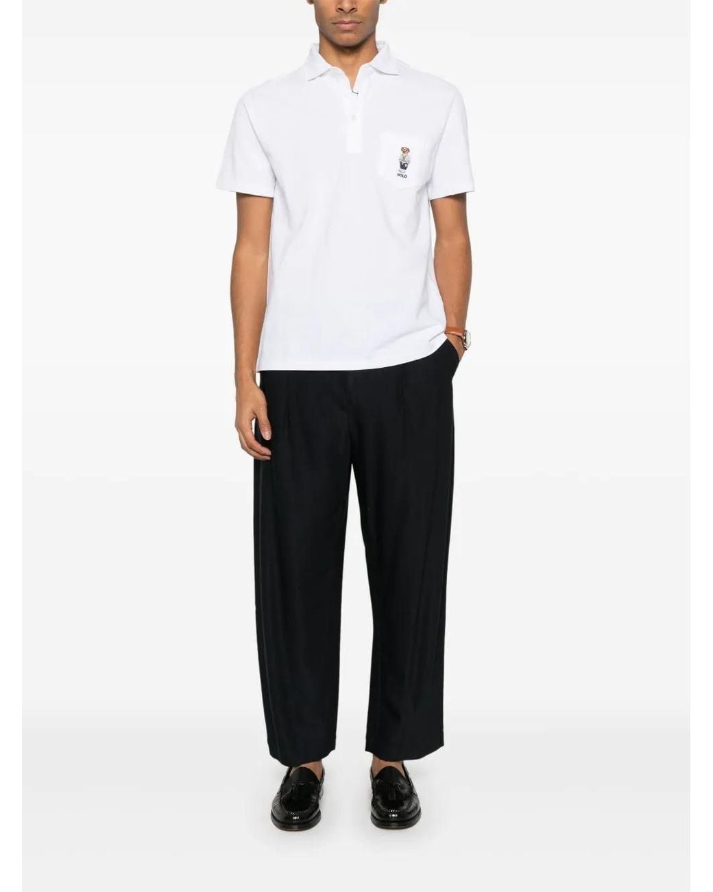 Polo Ralph Lauren White Classic Fit Polo Bear Mesh Polo Shirt for men