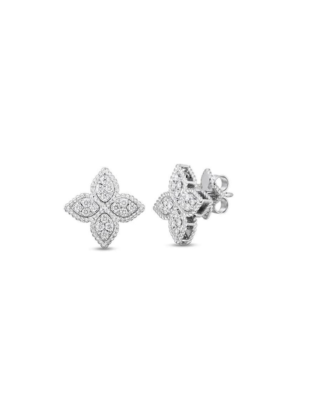 Roberto Coin White Princess Flower Earring for men