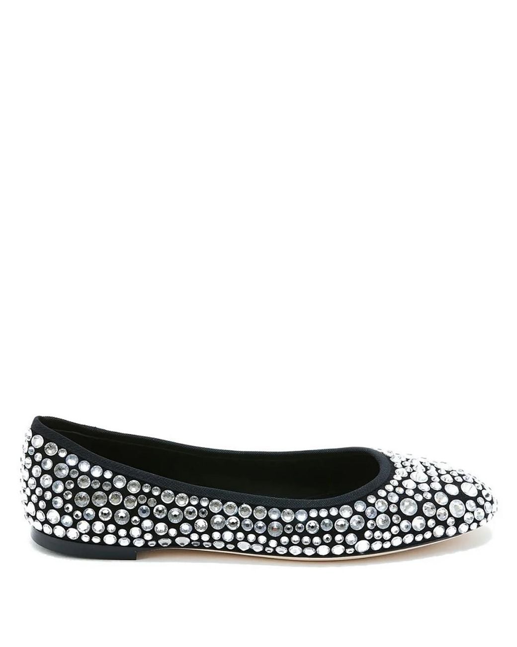Giuseppe Zanotti Black Ladies Amur Crystal Suede Ballerina Flats