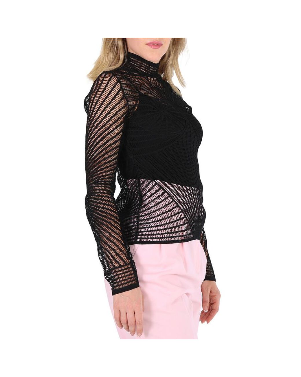 Burberry Black Ladies Knitted Pullover Turtleneck Sweater