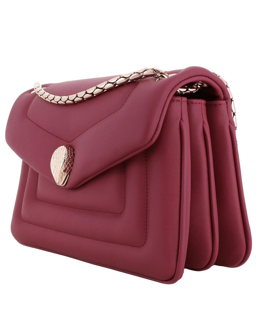 BVLGARI Purple Serpenti Reverse Leather Shoulder Bag
