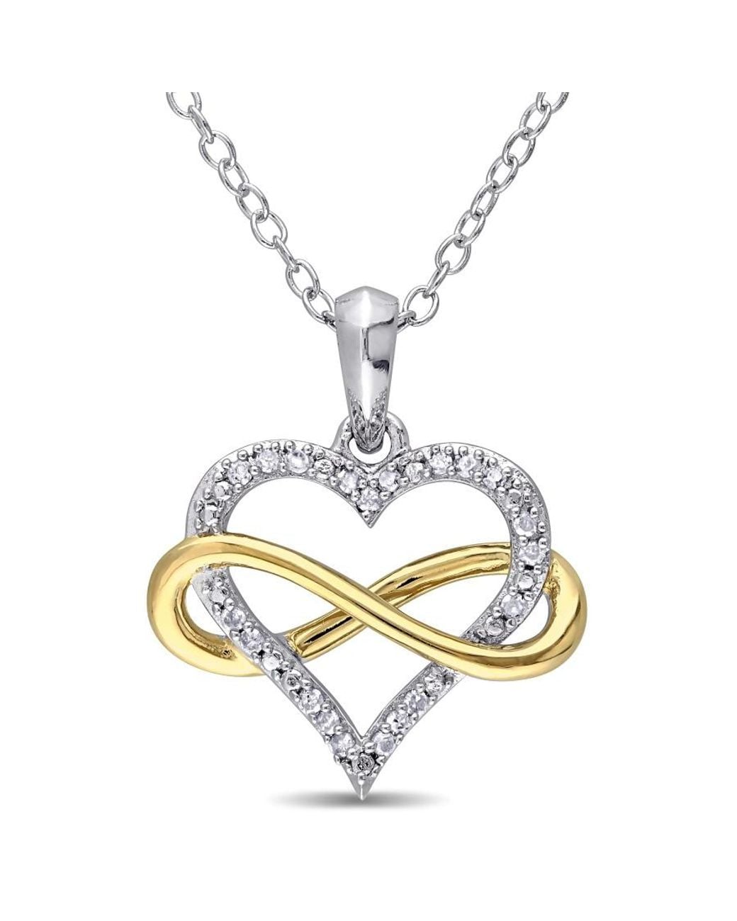 Amour Metallic 1/10 Ct Tw Diamond Infinity Heart Pendant With Chain for men