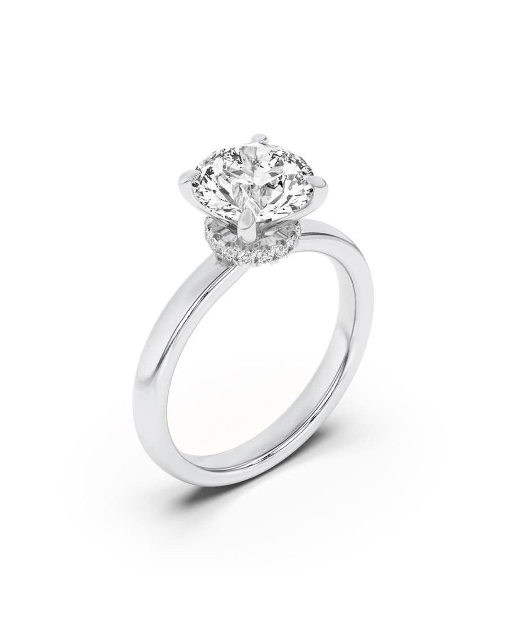 Mure And Co White 1.5Ctw Round Shaped Lab Grown Diamond (F/Vvs) Hidden Halo Plain Shank Engagement Ring for men