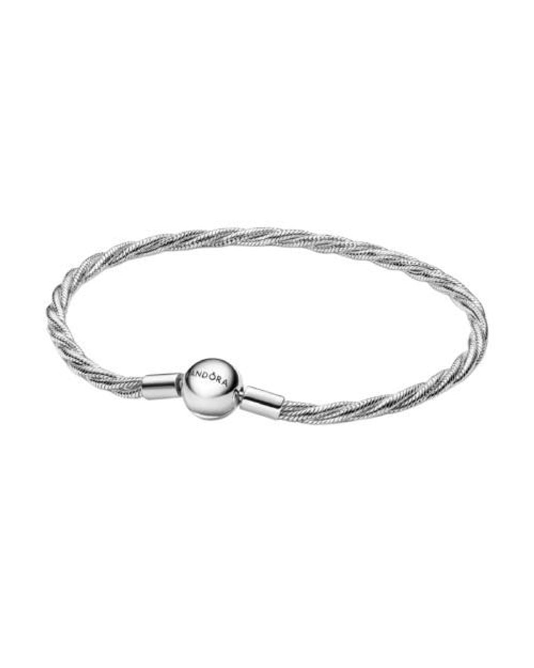 Pandora Metallic Ladies Round Clasp Twisted Snake Chain Bracelet for men