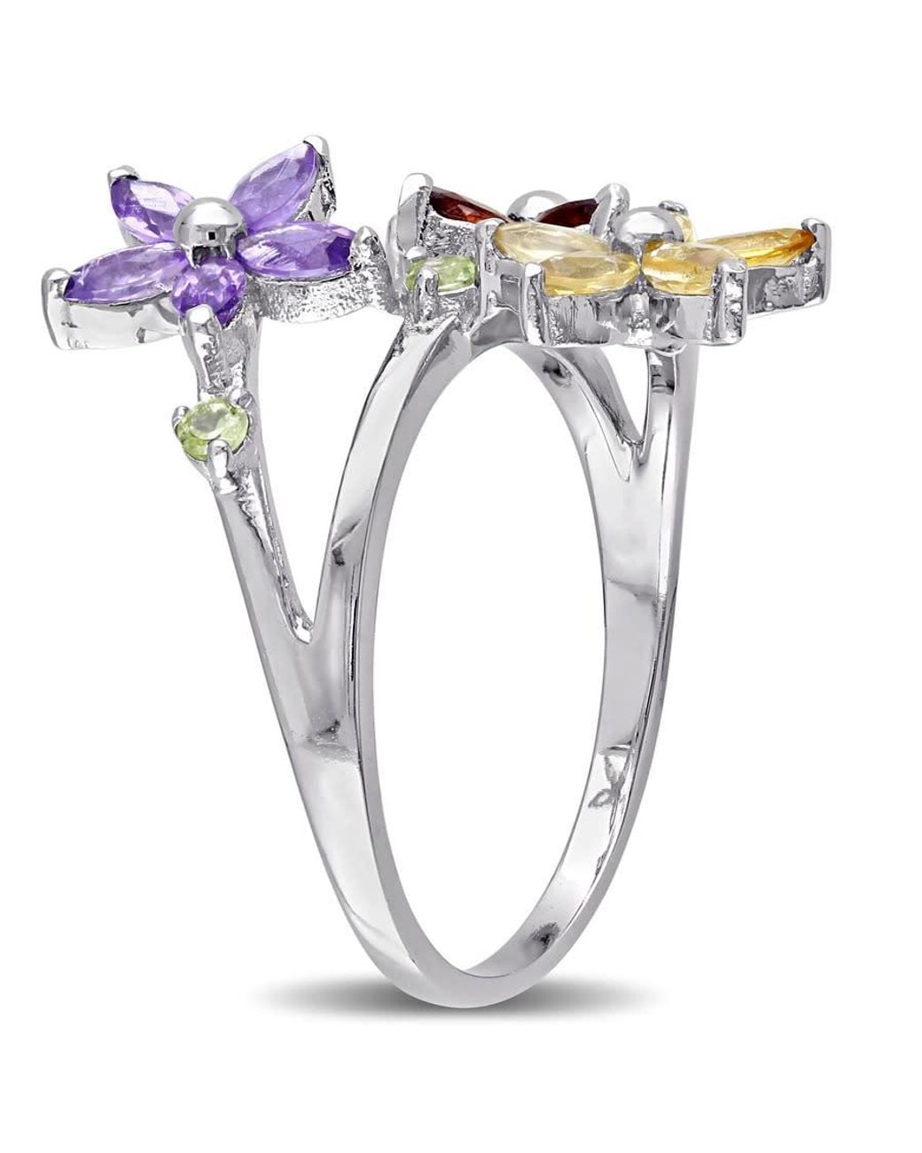 Amour Metallic Multi Gemstone Floral Ring for men