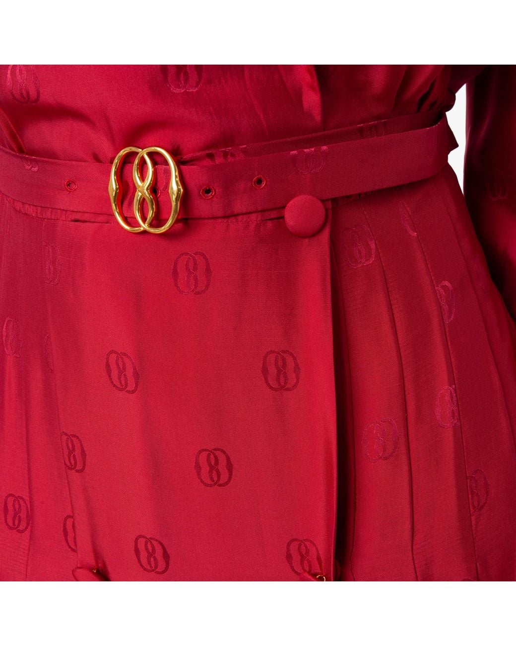 Bally Red Emblem Printed Silk Shirt Dress