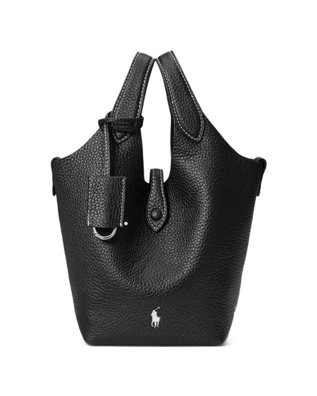 Polo Ralph Lauren Black Polo Play Leather Tote Bag for men