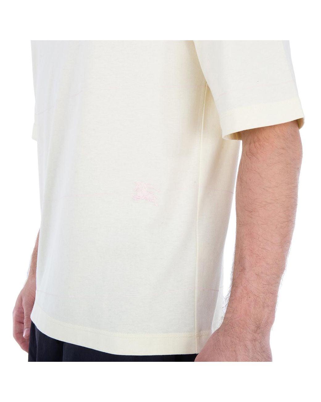 Burberry Natural Striped Logo-Embroidered T-Shirt for men