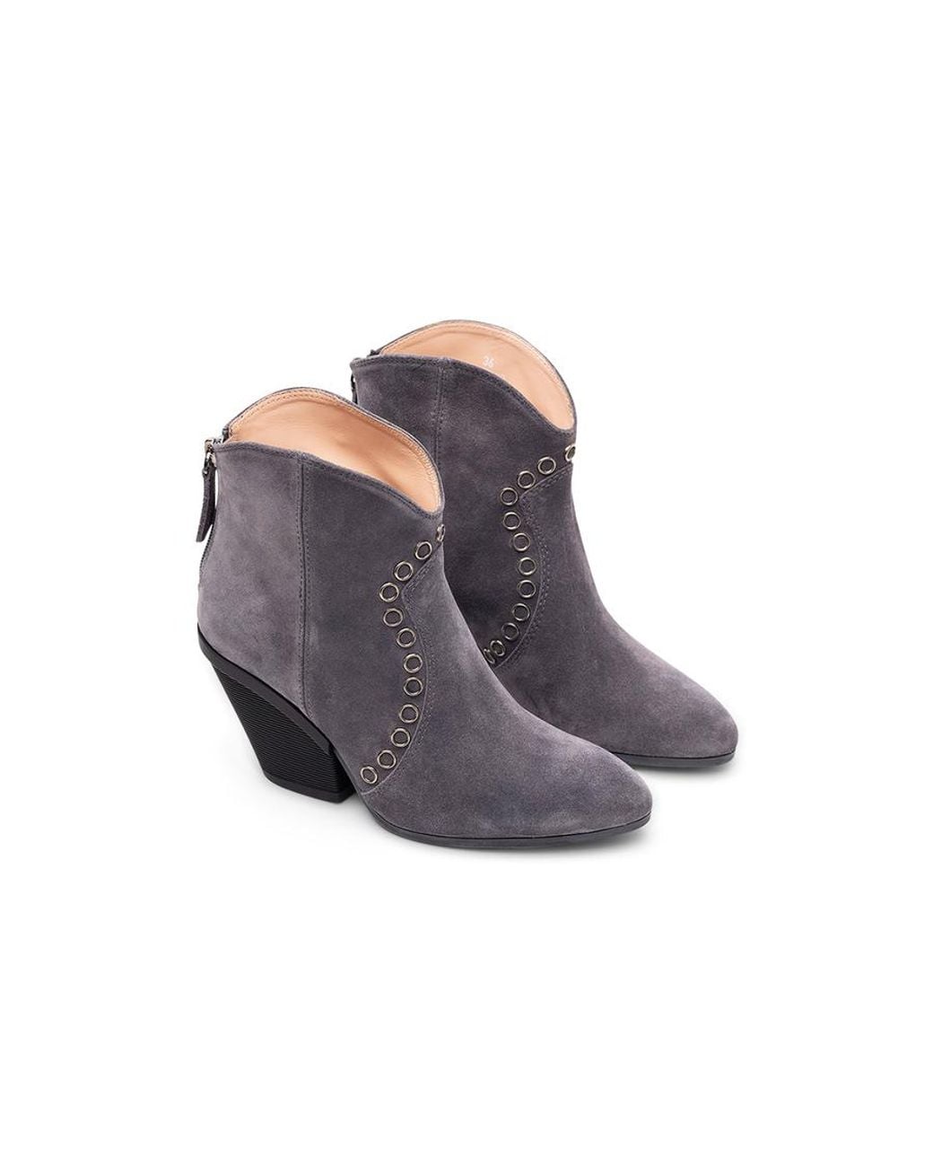 Hogan Gray Eyelet-Embellished Suede Boots