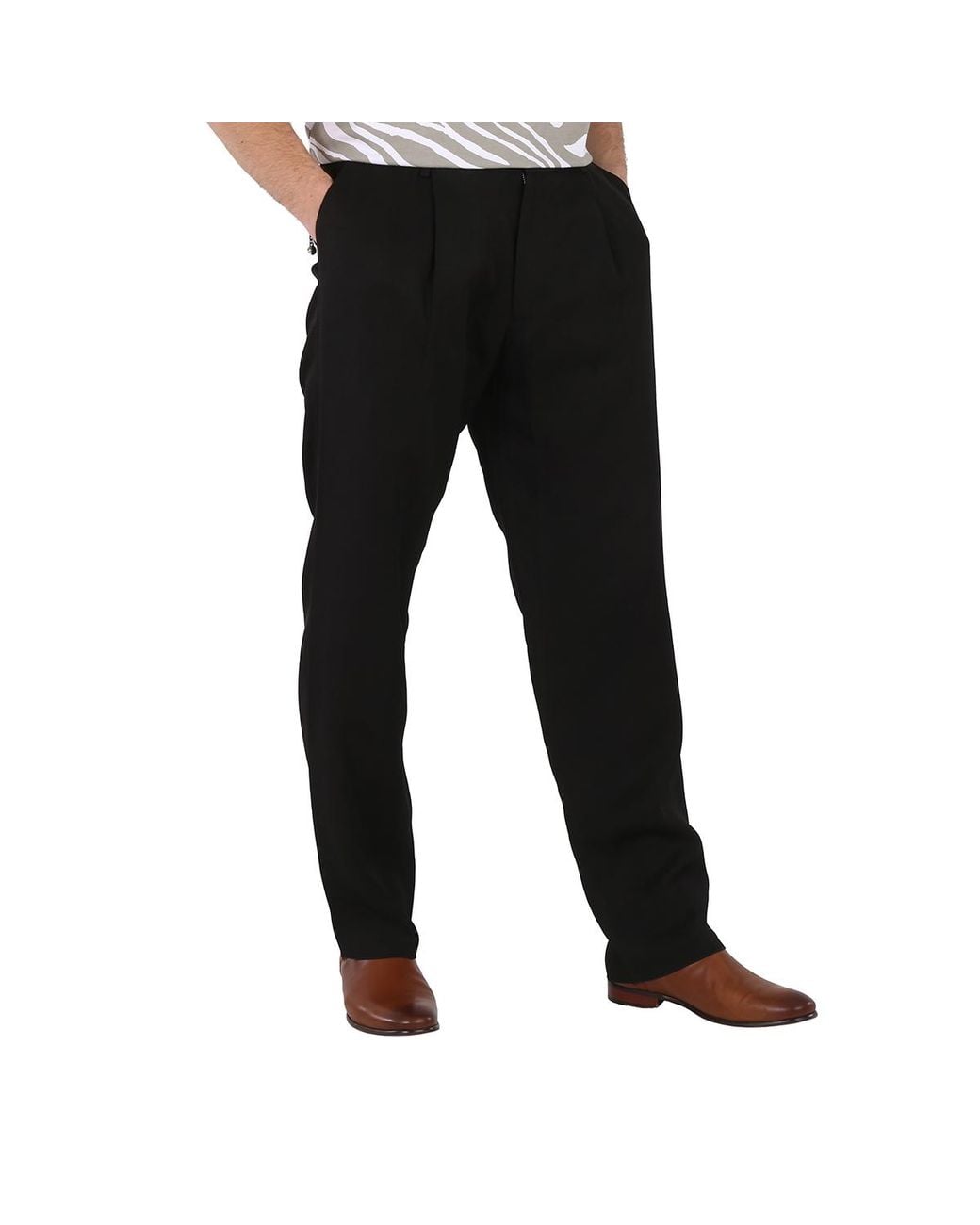 Roberto Cavalli Black Pleated Trousers, Brand Size 52 (Waist for men