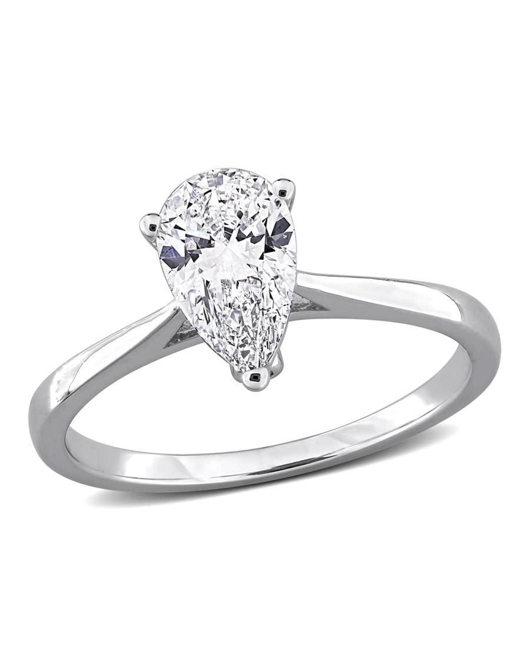 Created Forever Metallic 1Ct Tw Pear-Shaped Lab-Grown Diamond Solitaire Engagement Ring With Side Accents for men