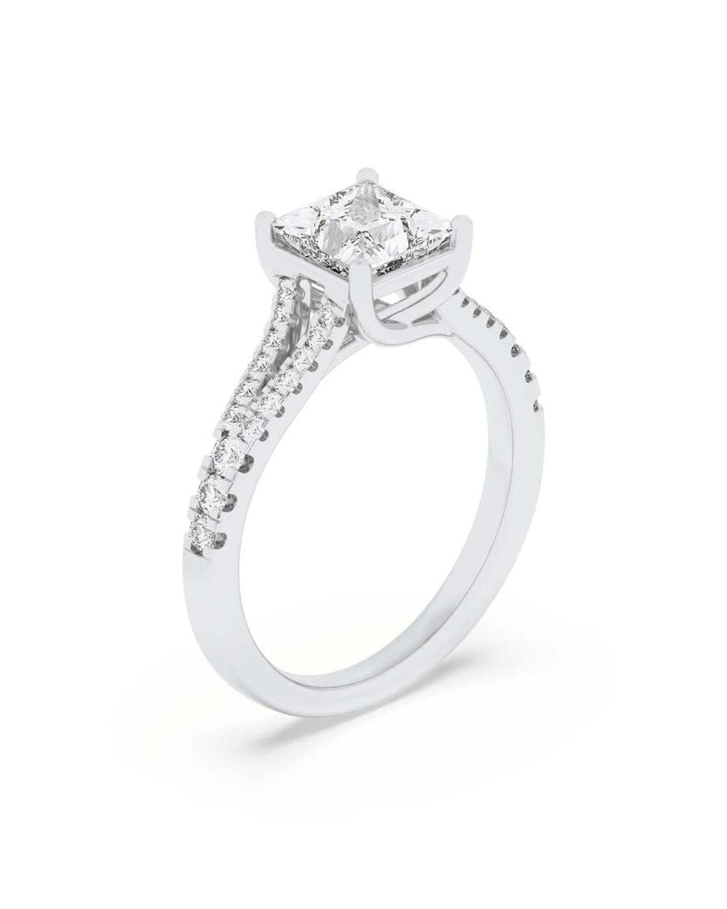 Mure And Co Metallic 2Ctw Princess Shaped Lab Grown Diamond (F/Vs) Split Shank Trellis Engagement Ring for men
