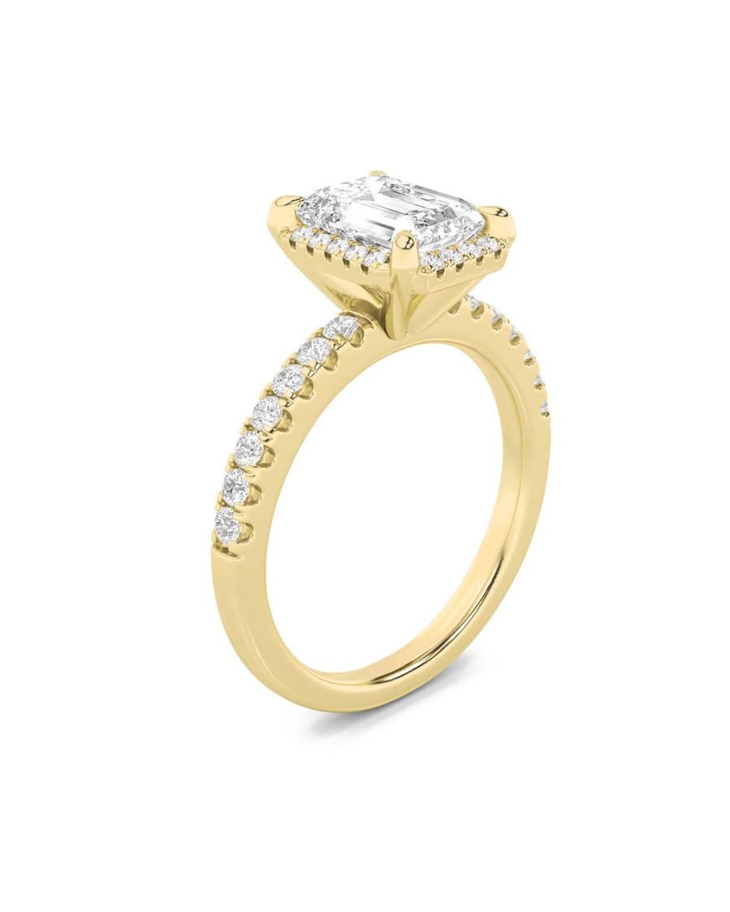 Mure And Co Metallic 2Ctw Emerald Shaped Lab Grown Diamond (F/Vs) Halo Accented Engagement Ring for men