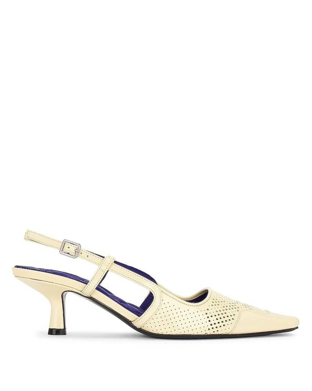 Burberry Natural Chisel Leather Slingback Pumps, Brand Size 37 Us