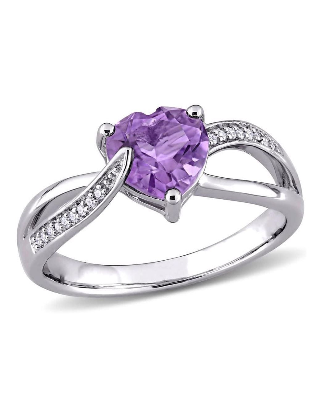 Amour Metallic Amethyst And Diamond Heart Crossover Ring for men