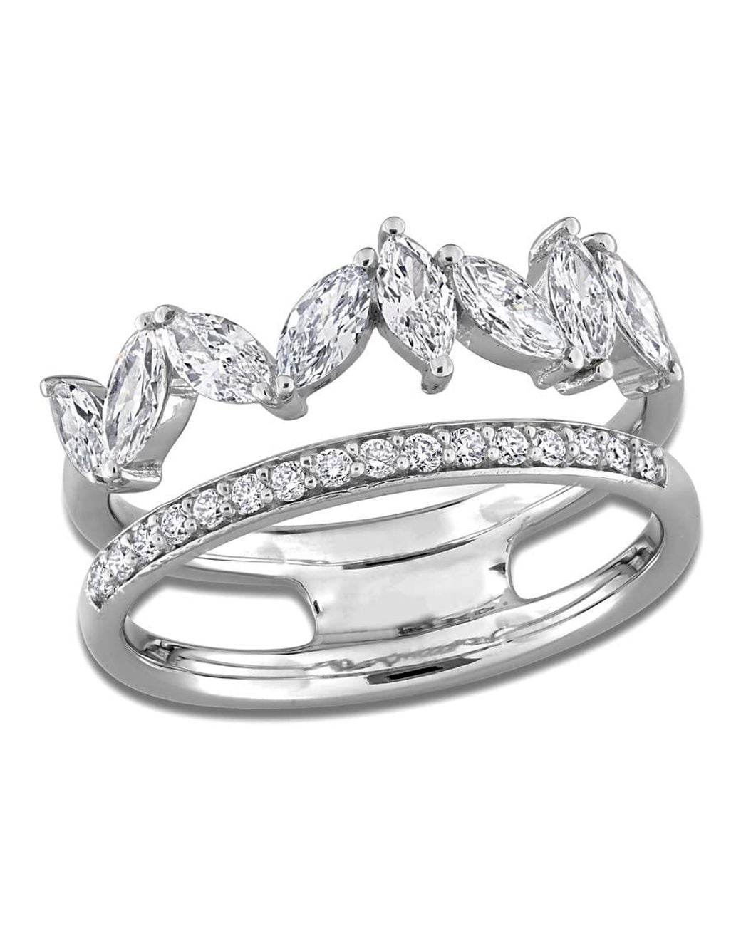 Created Forever Metallic 7/8Ct Tw Marquise-Cut And Round Lab-Grown Diamond Open Design 2-Row Fashion Band for men
