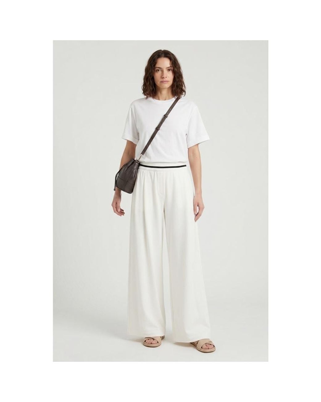 Brunello Cucinelli White Off Wide Leg Trousers, Size X-Small for men