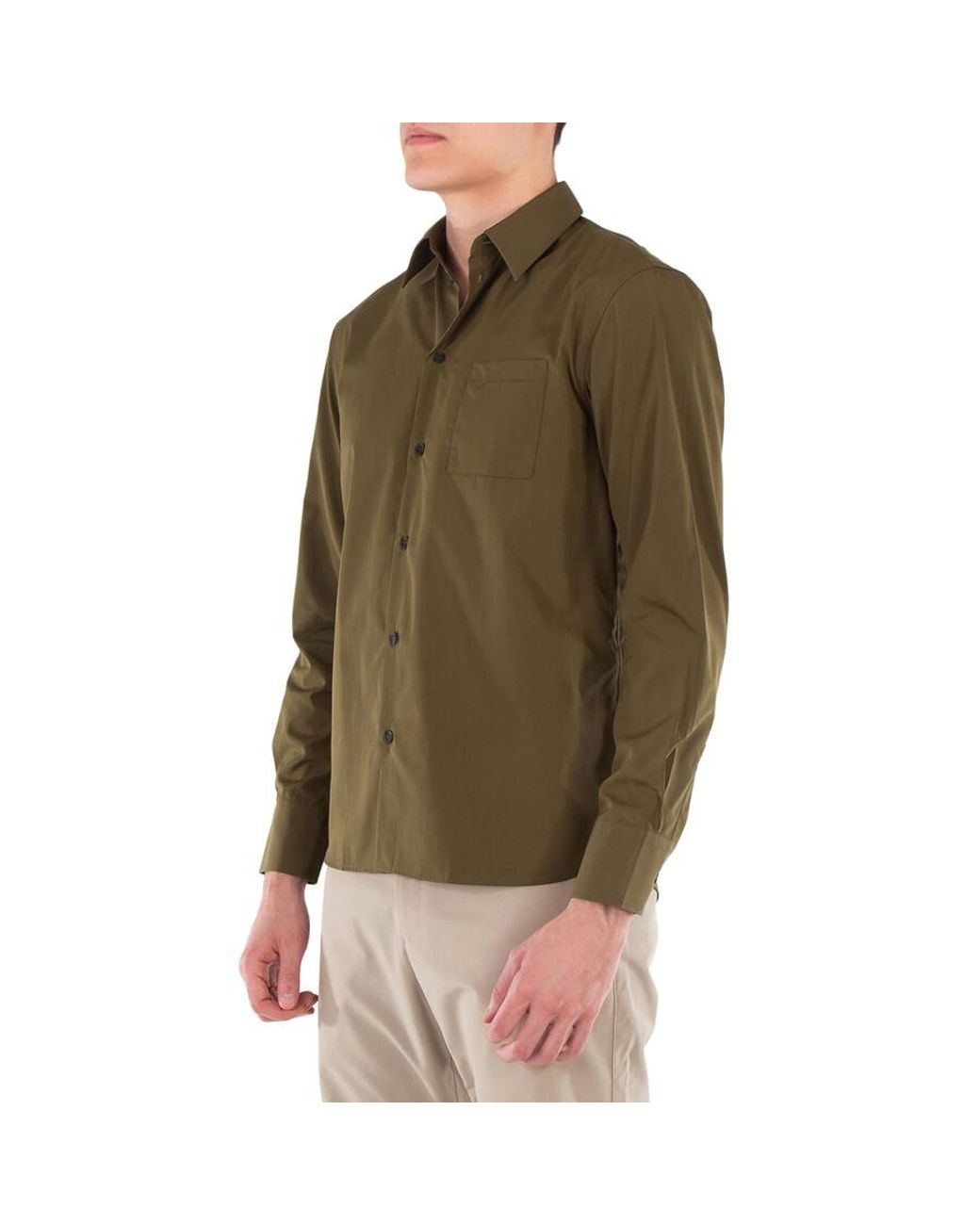 Ferragamo Green Ferragamo Long Sleeved Classic-Fit Poplin Shirt for men