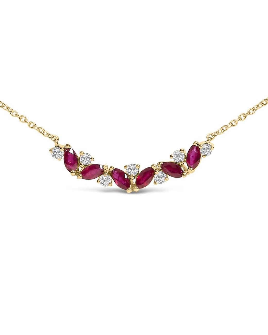 Haus of Brilliance Metallic 14K Ruby And Diamond Trio Bar Line Necklace (I-J Color, Si2-I1 Clarity) for men