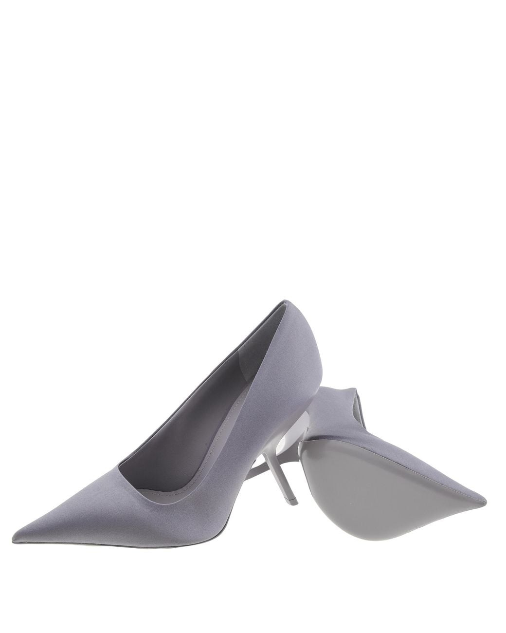 Ferragamo Gray Eva X5 Pointed-Toe Satin Pumps