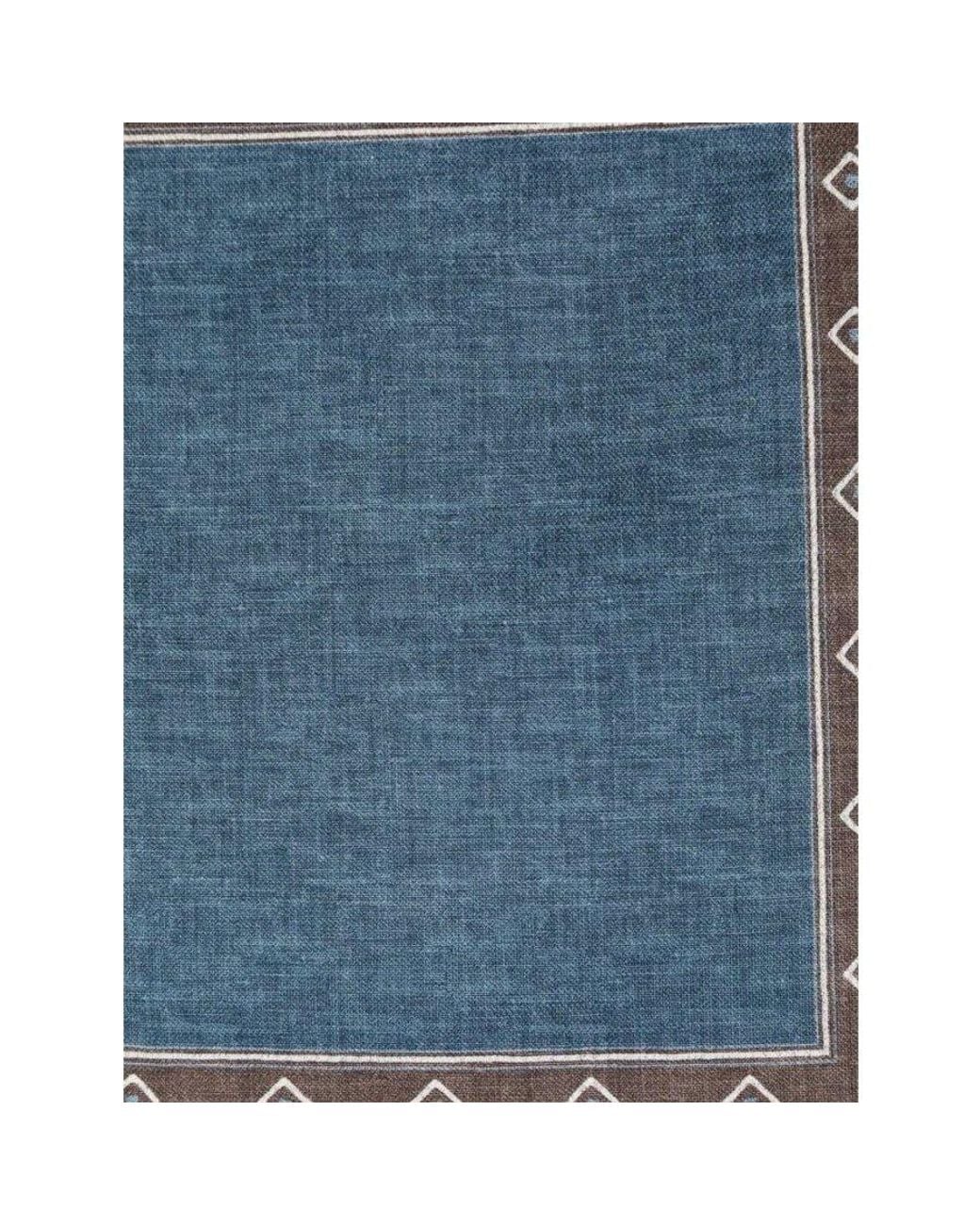 Brunello Cucinelli Blue And Patterned Pocket Square for men