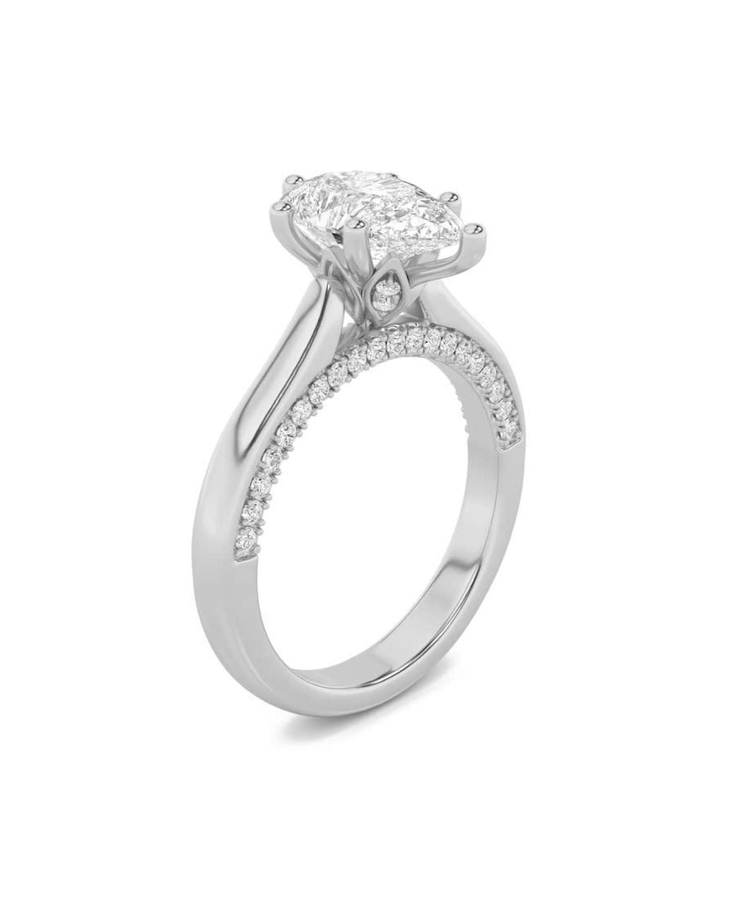 Mure And Co White 1.25Ctw Pear Shaped Lab Grown Diamond (F/Vs) Tulip Motif Accented Engagement Ring for men