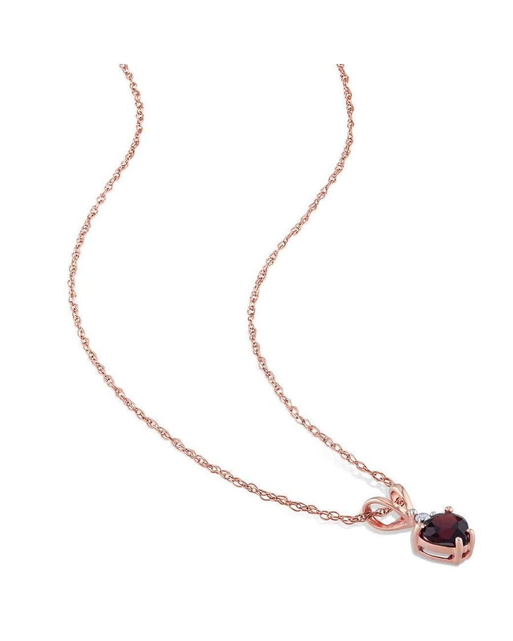 Amour Metallic Heart Shaped Garnet And Diamond Pendant With Chain for men