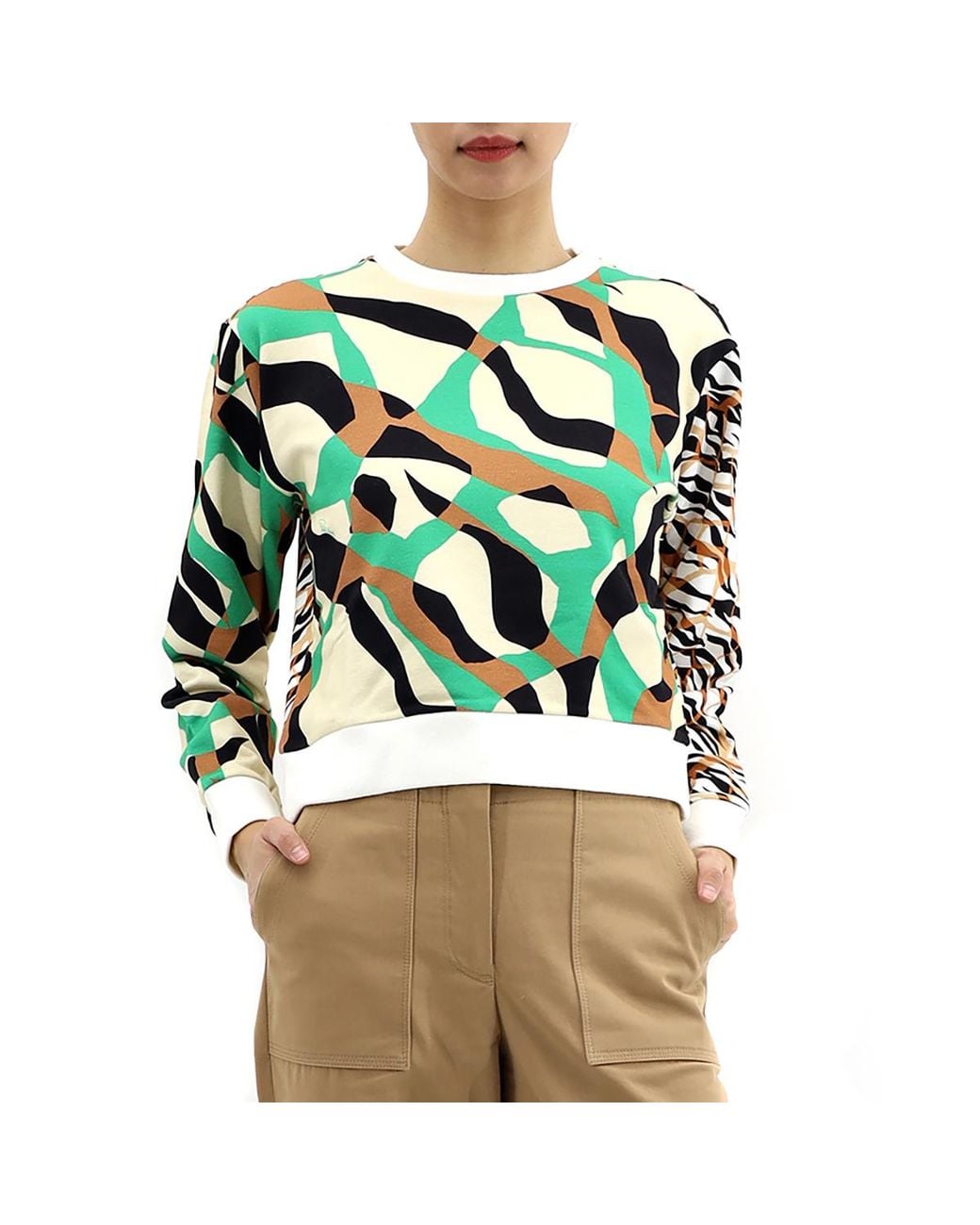 Roberto Cavalli Green Ladies/Terracott/ Cotton Crewneck Sweatshirt for men