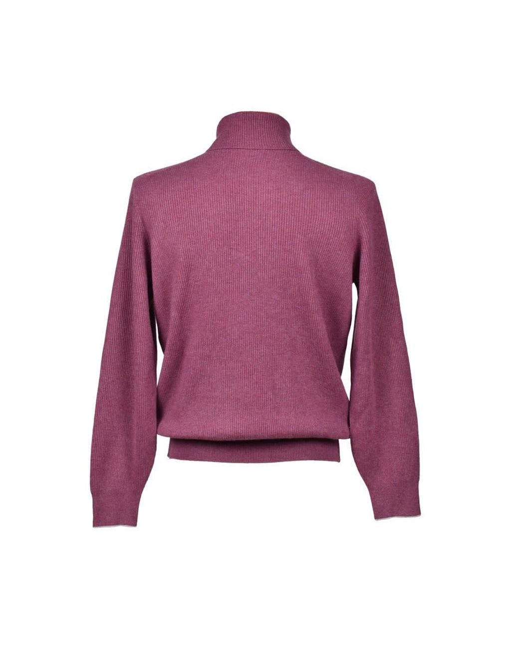 Brunello Cucinelli Purple Aubergine Cashmere Turtleneck Sweater, Brand Size 50 (Us for men