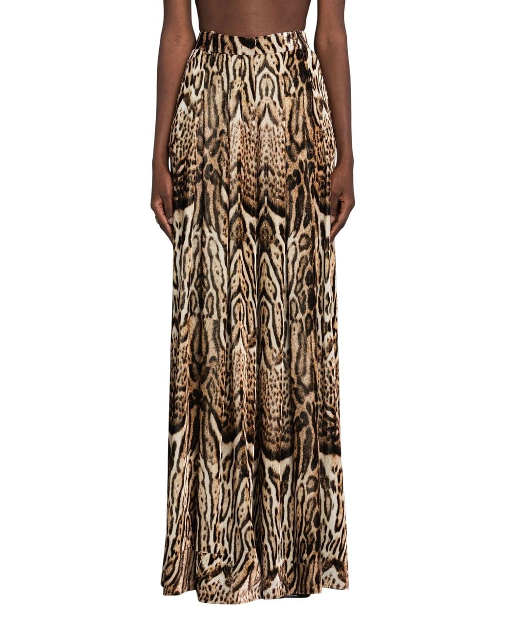 Roberto Cavalli Natural Ocelot Print Velvet High-Rise Trousers, Brand Size 40 Us for men